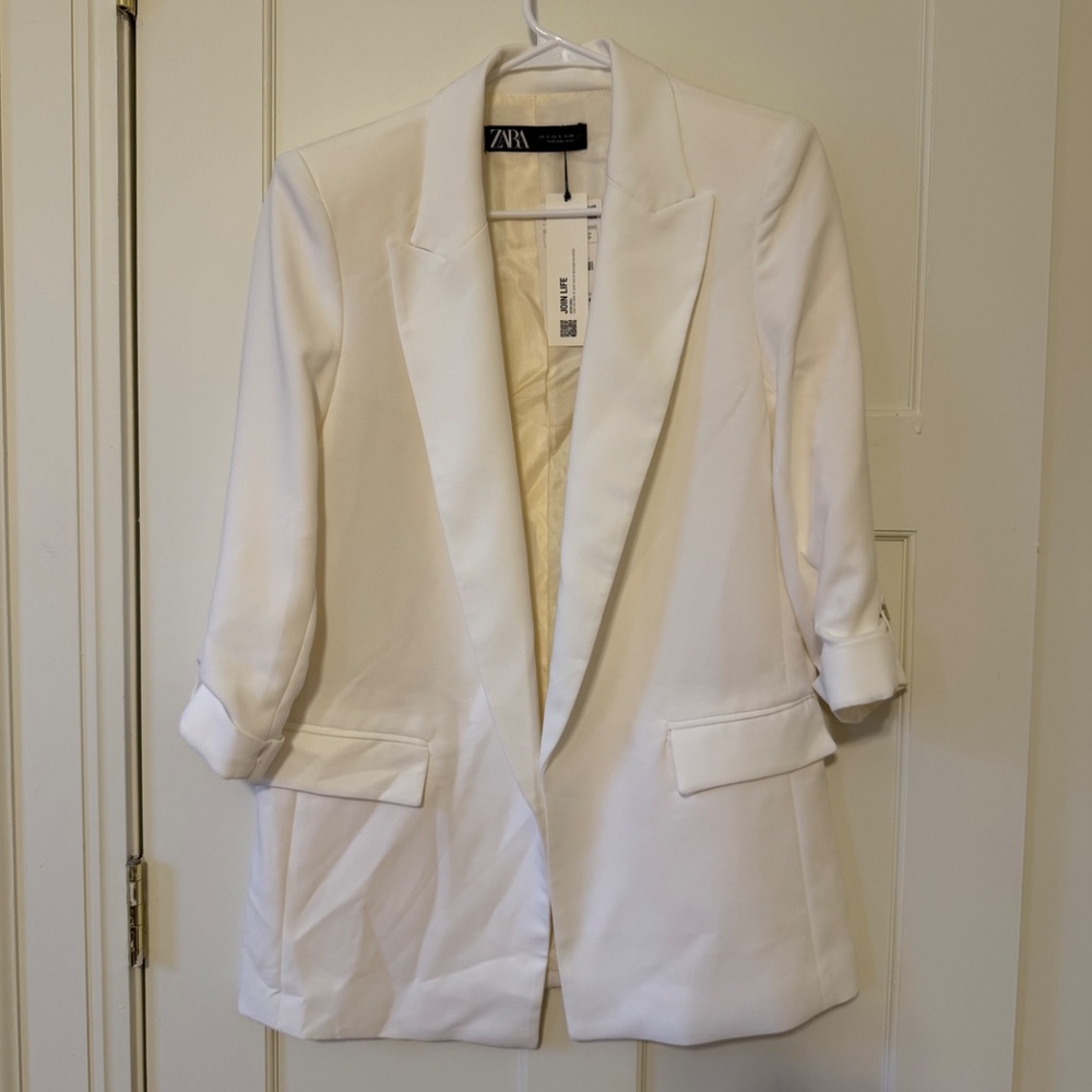 ZARA White Structured Blazer with Lapels – Size S (Brand New, $69.90 Retail) - Picture 6 of 9